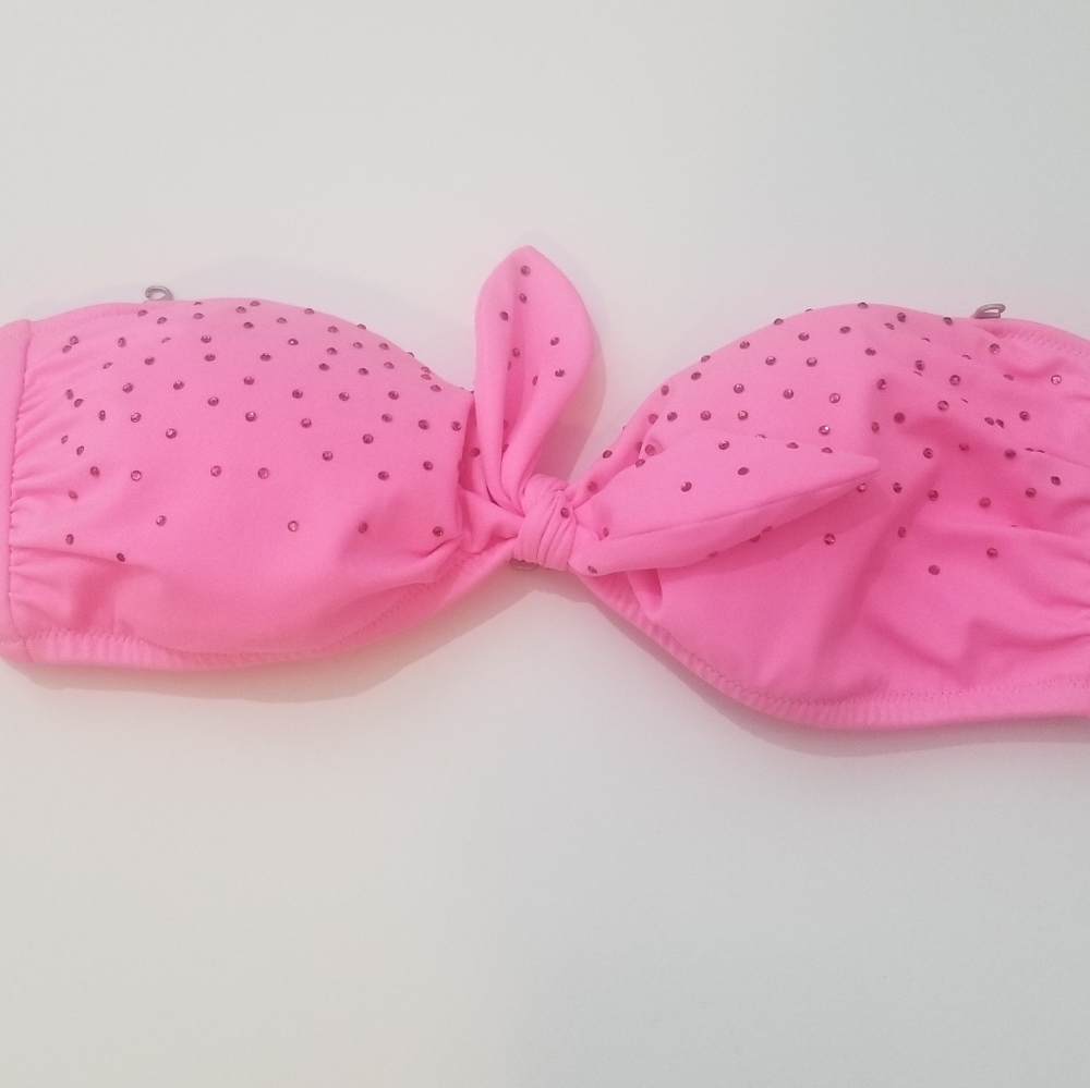 Neon Hot Pink Victorias Secret Y2K Strapless Bikini Top